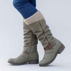 Bonnie | Elegant Supportive Buckle Boots in Gray