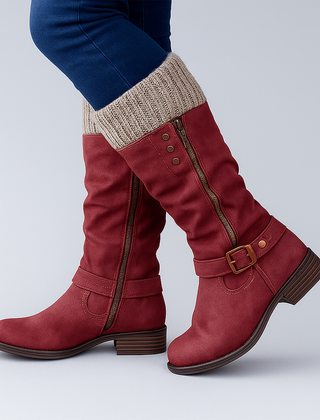 Bonnie | Elegant Supportive Buckle Boots in Red