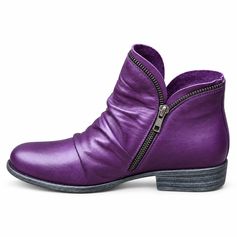 Suzanne ankle boot in purple, side view
