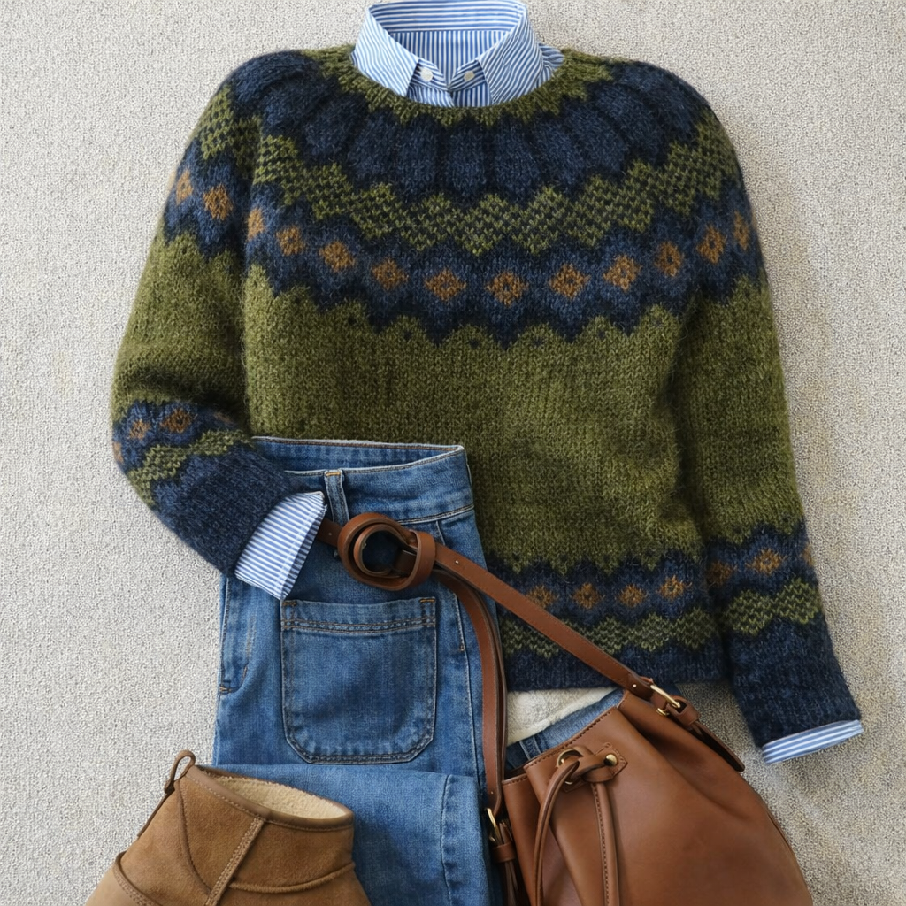 Élise | Diamond Yoke Knit Sweater