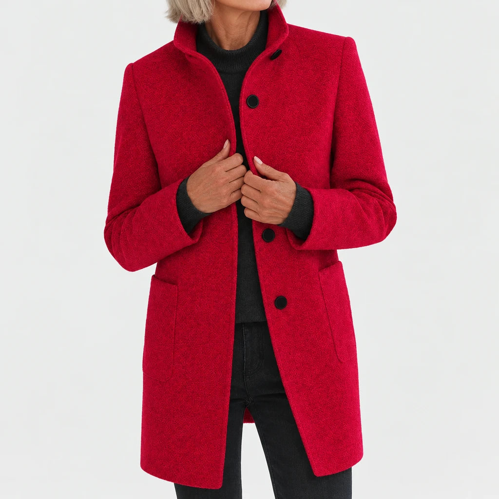 Katherine | Coat with High Collar - Red