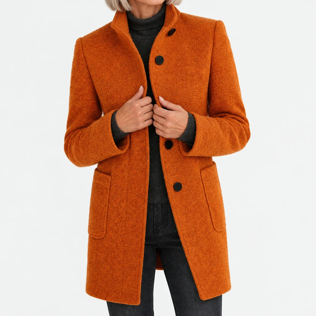Katherine | Coat with High Collar - Orange