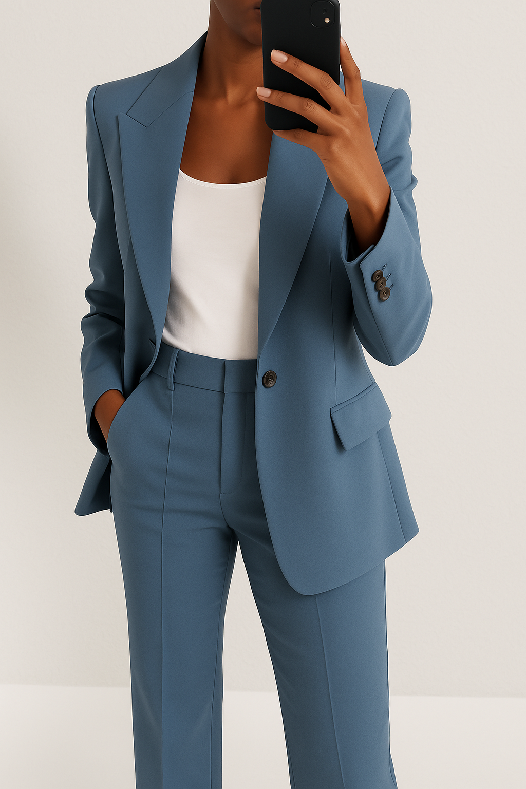 Patrizia tailored two-piece suit in Dusty Blue