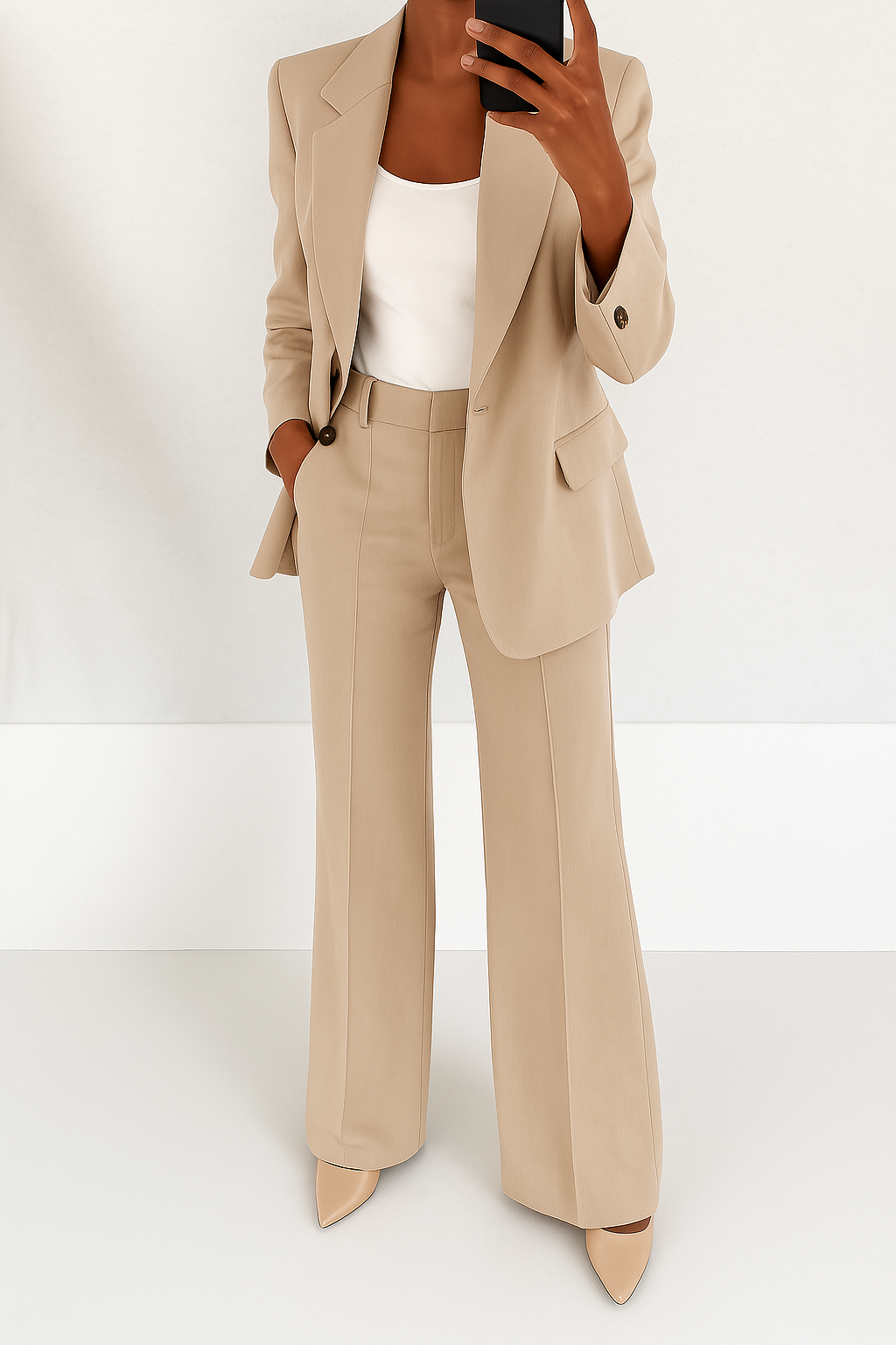 Patrizia tailored two-piece suit in Beige