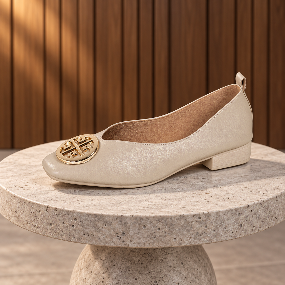 Orla | Square-Toe Medallion Flats