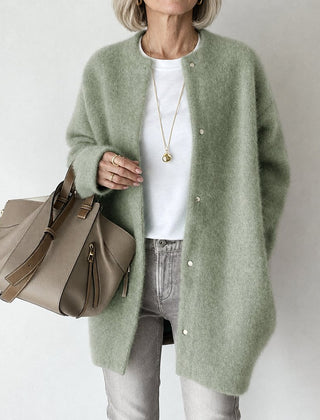 Rosalind relaxed collarless coat in sage green
