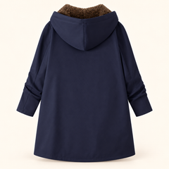 Evelyn cozy lined hooded coat in Navy Blue