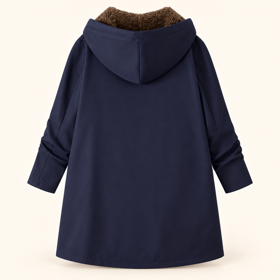 Evelyn cozy lined hooded coat in Navy Blue