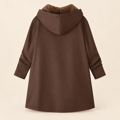 Evelyn cozy lined hooded coat in Coffee Brown
