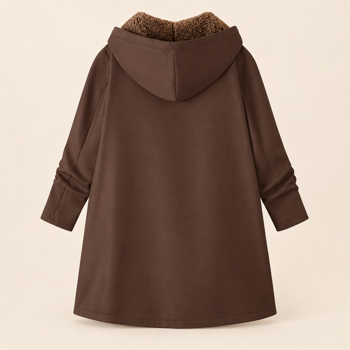Evelyn cozy lined hooded coat in Coffee Brown