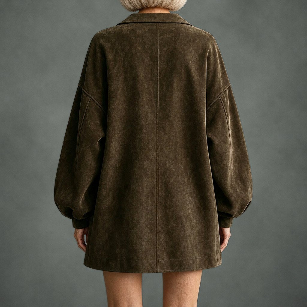 Genevieve big button swing coat, detail