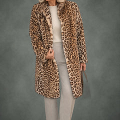 Albane leopard print coat, detail