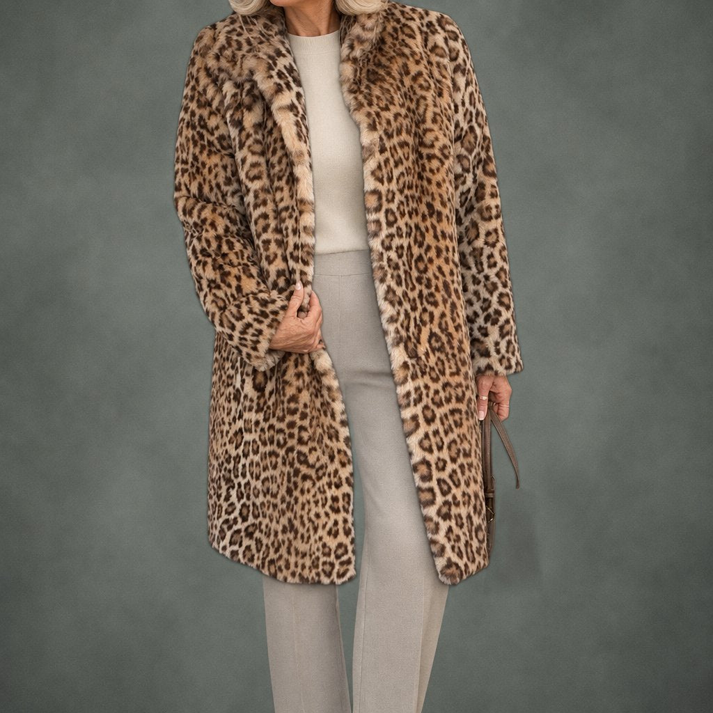 Albane leopard print coat, detail
