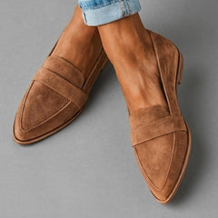 Joanna Pointed Flat Loafers in camel, another view