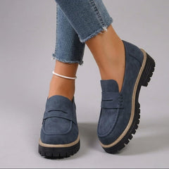 Maggie Chunky Sole Penny Loafers in blue, another view