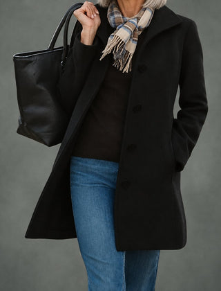 Renee everyday button coat in black