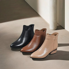 Cressida | Pointed-Toe Low Heel Ankle Boots