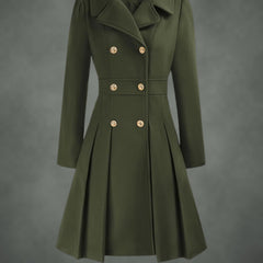 Josette double-breasted coat in army green