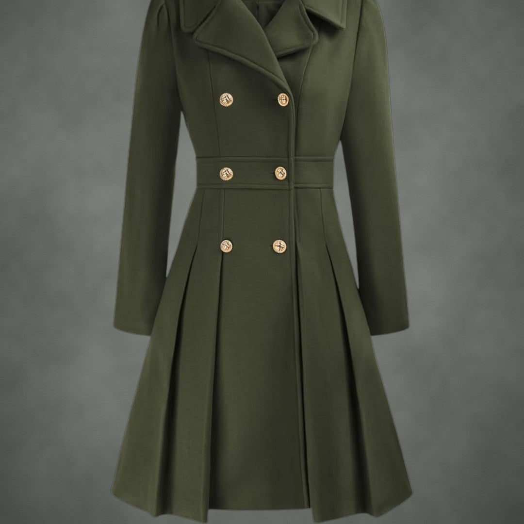 Josette double-breasted coat in army green