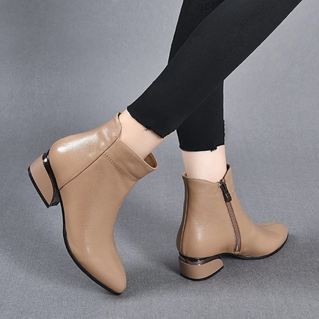 Cressida | Pointed-Toe Low Heel Ankle Boots