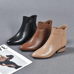 Cressida | Pointed-Toe Low Heel Ankle Boots