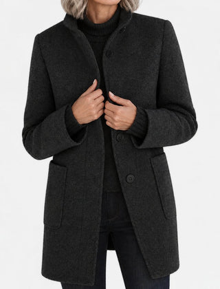 Bettina classic stand collar coat in black