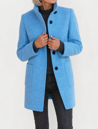 Bettina classic stand collar coat in light blue