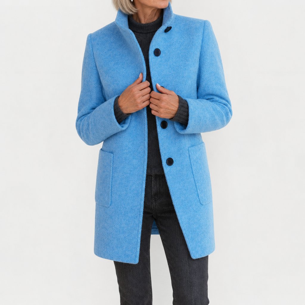 Bettina classic stand collar coat in light blue