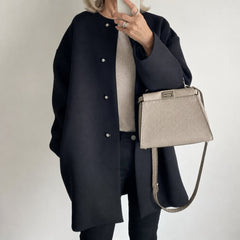 Rosalind relaxed collarless coat, detail