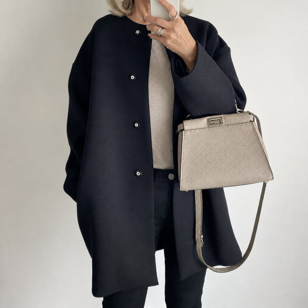 Rosalind relaxed collarless coat, detail