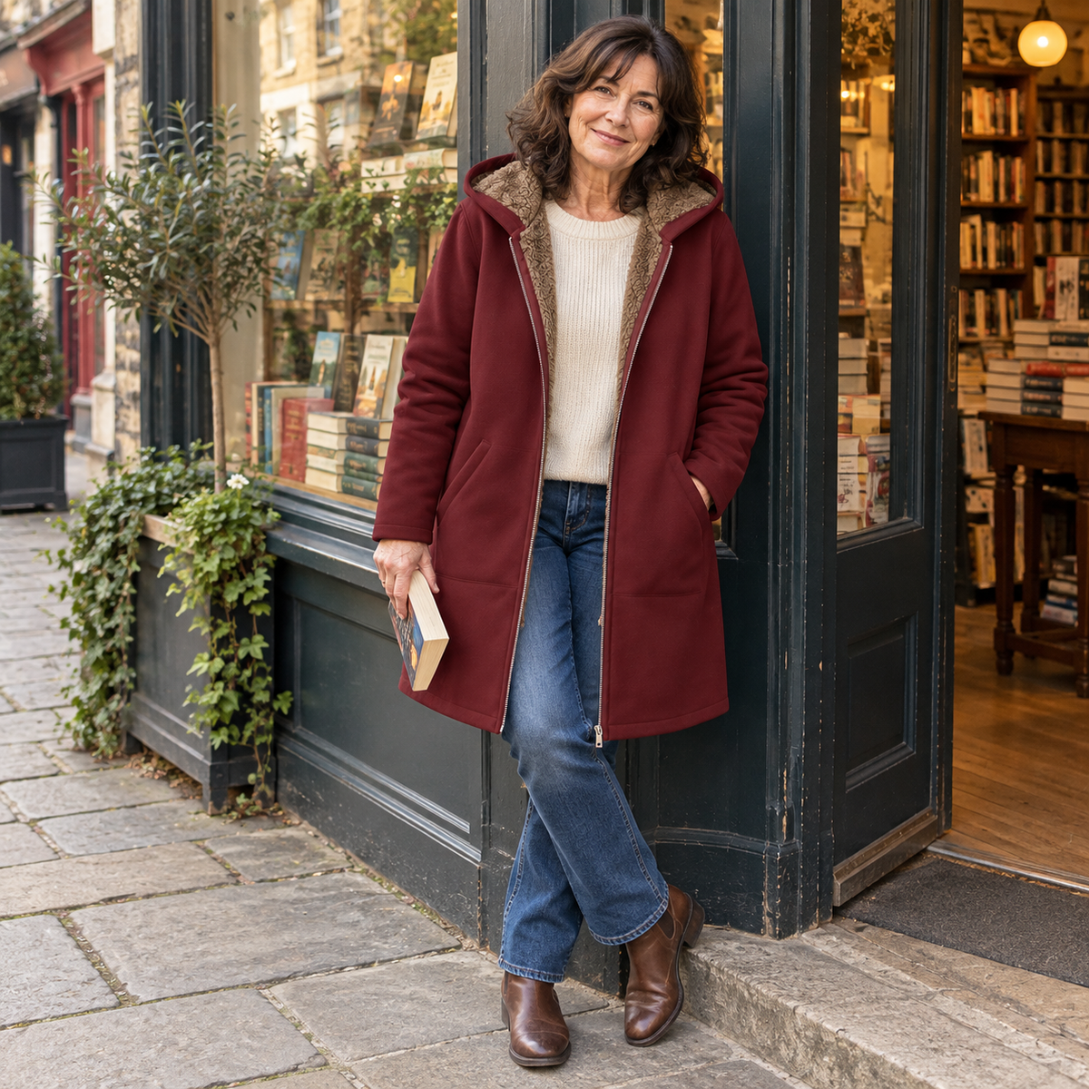 Evelyn cozy lined hooded coat