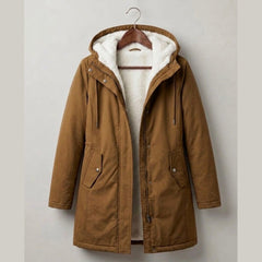 Marguerite cozy hooded parka in camel