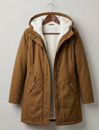 Marguerite cozy hooded parka in camel
