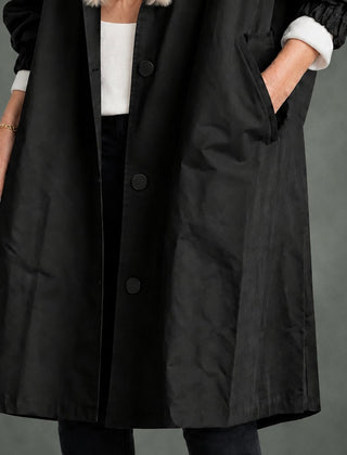 Apolline hooded long trench in black