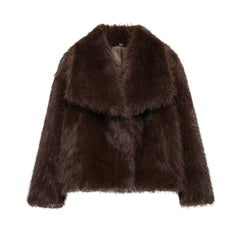 Coralie cozy statement jacket in brown