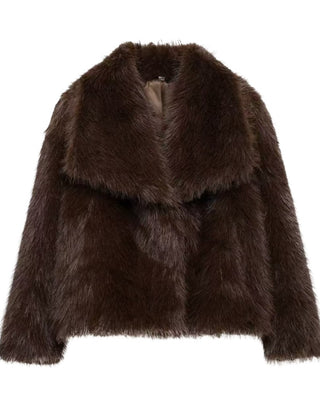 Coralie cozy statement jacket in brown