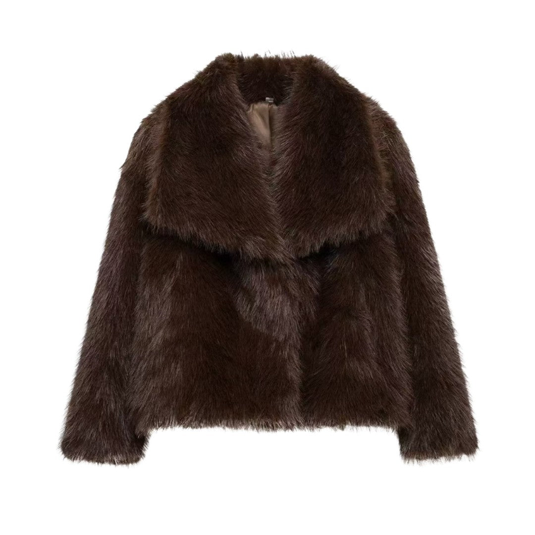 Coralie cozy statement jacket in brown