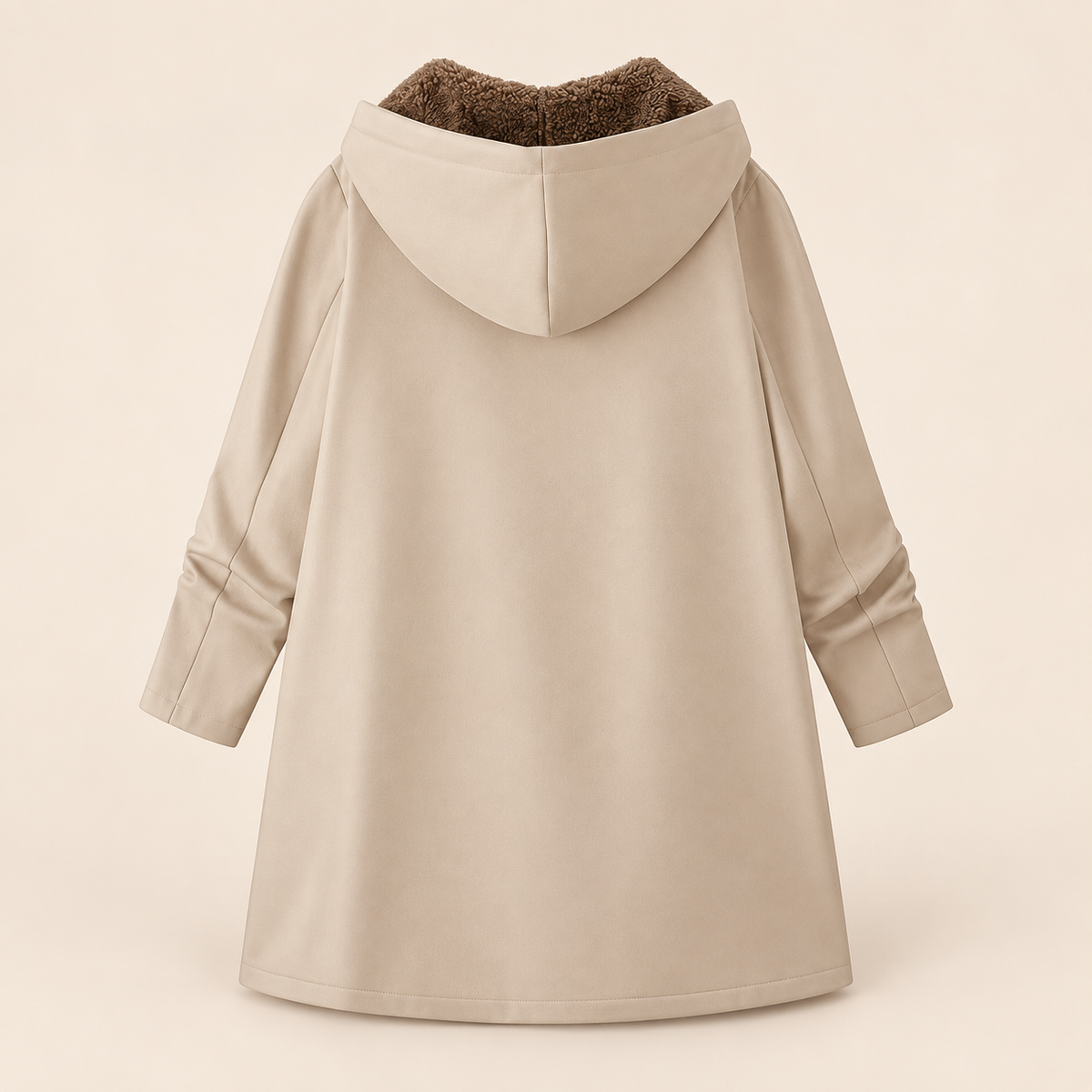 Evelyn cozy lined hooded coat in Khaki