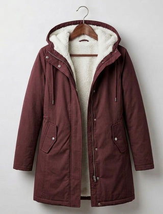 Marguerite cozy hooded parka in burgundy
