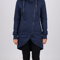 Nora coat in blue, front view
