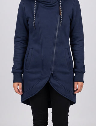 Nora coat in blue, front view