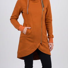 Nora coat in orange, front view