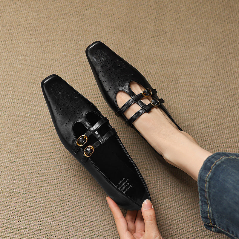 Ceyla | Brogue Double-Strap Mary Jane Flats