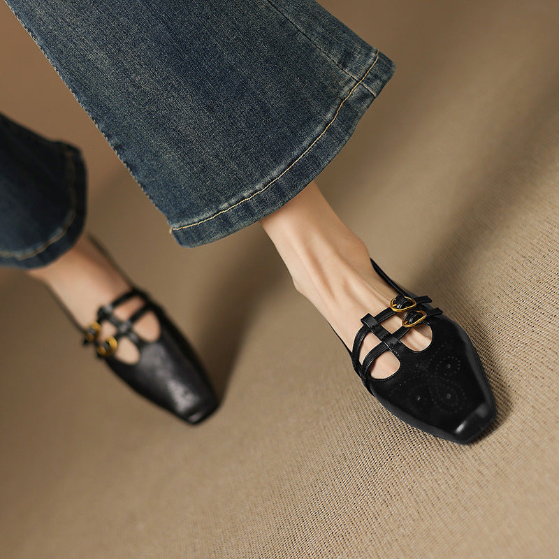 Ceyla | Brogue Double-Strap Mary Jane Flats