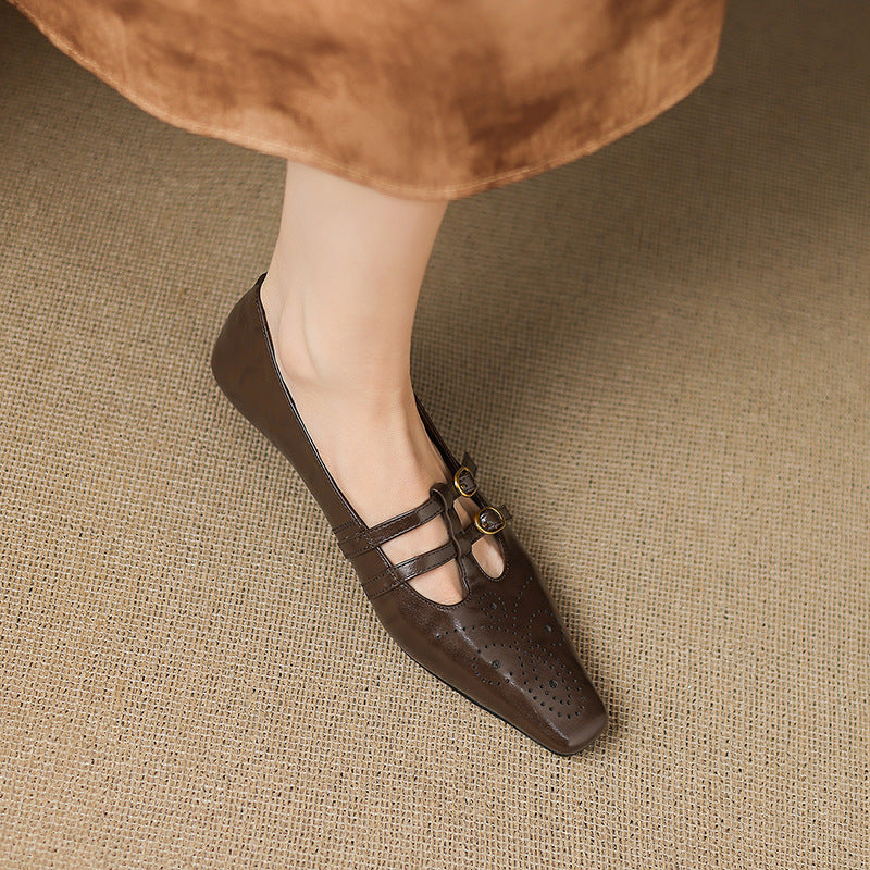 Ceyla | Brogue Double-Strap Mary Jane Flats