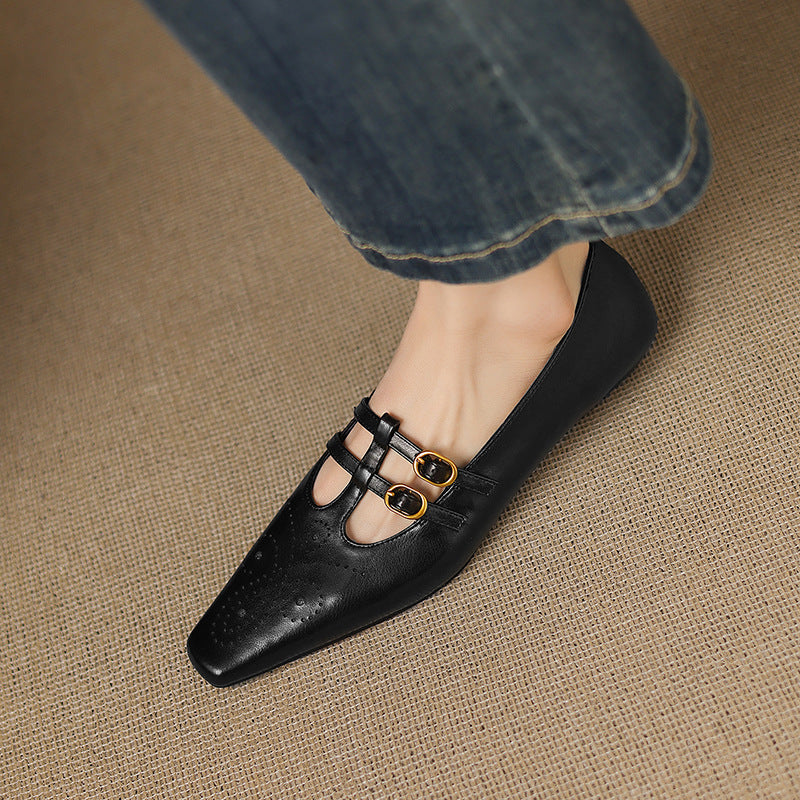 Ceyla | Brogue Double-Strap Mary Jane Flats