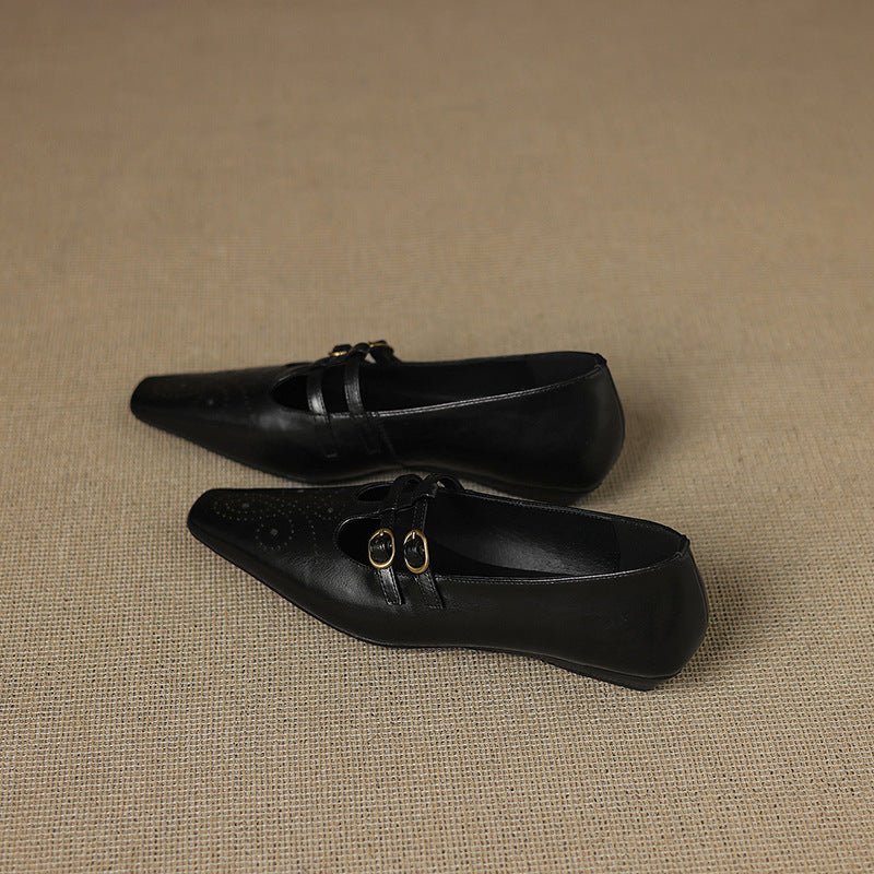Ceyla | Brogue Double-Strap Mary Jane Flats