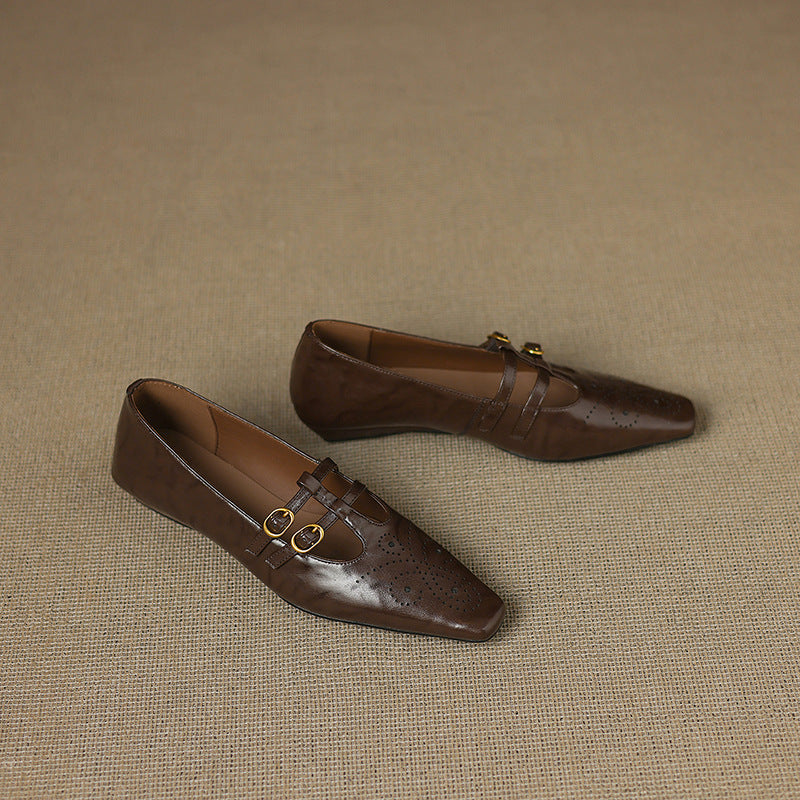 Ceyla | Brogue Double-Strap Mary Jane Flats