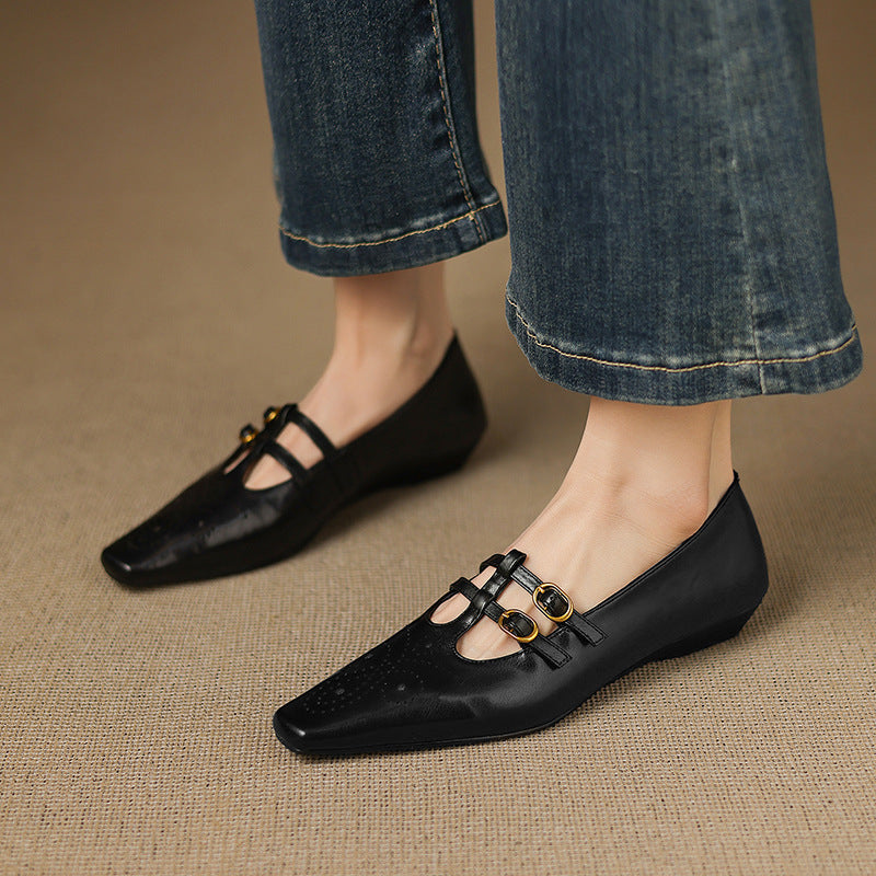 Ceyla | Brogue Double-Strap Mary Jane Flats