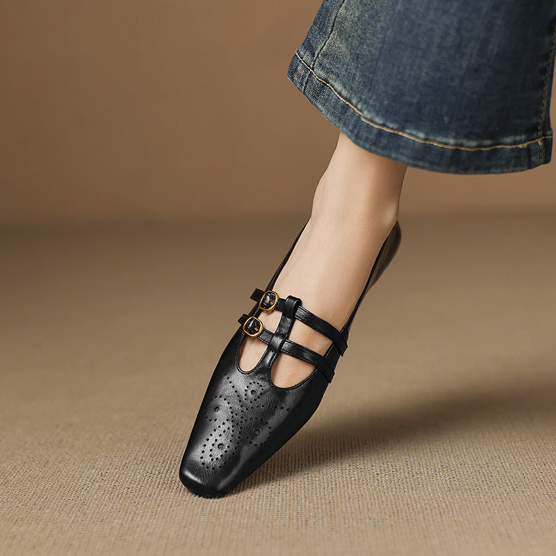 Ceyla | Brogue Double-Strap Mary Jane Flats